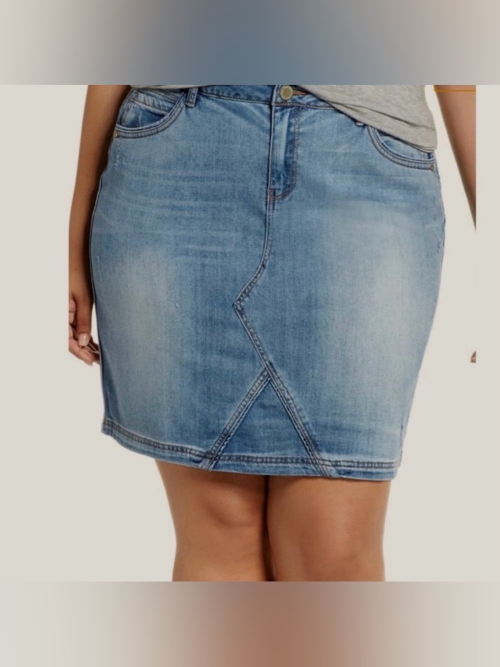 New Wit & Wisdom Distressed Blue Denim Skirt Size 16